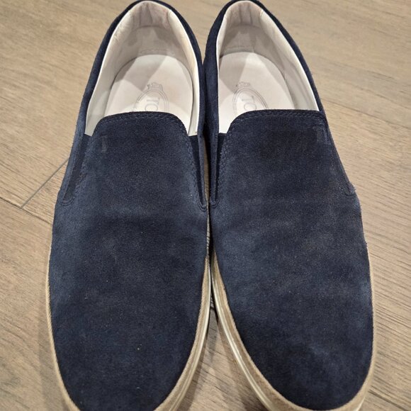 Tods Espadrille Loafers in Navy Suede size 9.5 main image 4